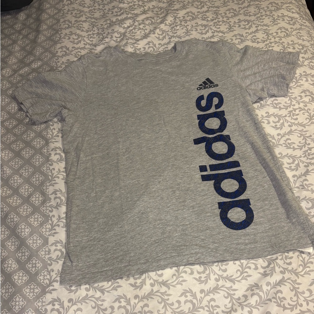 Adidas Kids Gray and Blue Logo Tee